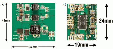 LTC3859A 演示電路板的尺寸和布局 (a) 頂麵 (b) 底麵