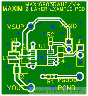 圖5：兩層板布線(頂層)，器件為TSSOP封裝