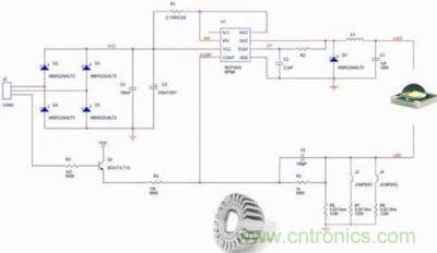 安森美半導體NCP3065在LED恒流降壓控製應用中的示意圖