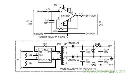 圖2用於數字電壓表的緩衝探頭