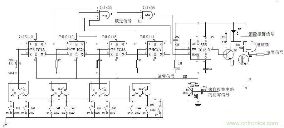 鍵盤輸入、密碼修改、密碼檢測、開鎖、執行電路