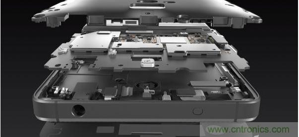 手機的內部結構，其中決定手機堅固程度的部分就是邊框與骨架