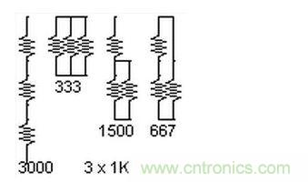 3個電阻，4種組合。