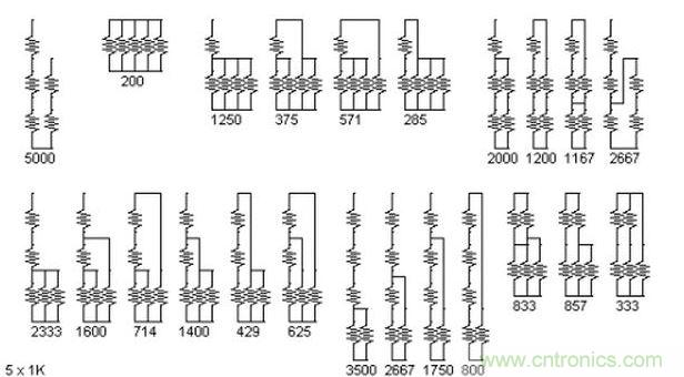 5個電阻我想出了23種組合。還有其它組合嗎？