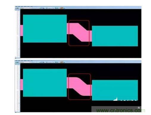 有效的PCB 設計工具會自動考慮用於繪製形狀的線型，以計算準確的線條寬度，幫助您輕鬆創建尖拐角。