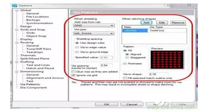 利用支持射頻設計的PCB 設she計ji工gong具ju，您nin可ke以yi設she置zhi用yong於yu生sheng成cheng過guo孔kong模mo式shi的de設she計ji規gui則ze，並bing自zi動dong在zai您nin的de設she計ji中zhong強qiang製zhi實shi施shi這zhe些xie規gui則ze，從cong而er節jie省sheng您nin的de時shi間jian和he確que保bao符fu合he您nin的de所suo有you設she計ji規gui則ze。