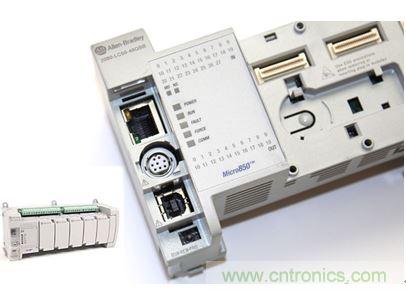 圖1：Allen-Bradley Micro850可編程邏輯控製器(PLC)的價格約為500美元，是高度堅固、可配置、隔離性和易用性方麵的標杆，盡管有PC/嵌入式計算設備的競爭，仍在工廠自動化領域中保持著強勢地位。