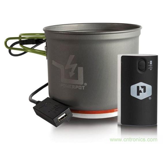 圖6：Powerpot設備利用熱源發電，使用者能一邊烹煮食物一邊為移動設備充電。