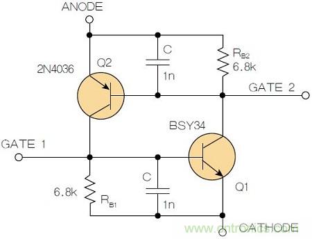 圖2：增加兩個電容值為1nF的SMD陶瓷電容器後，可以在&Delta;V達到10V的情況下防止導通。