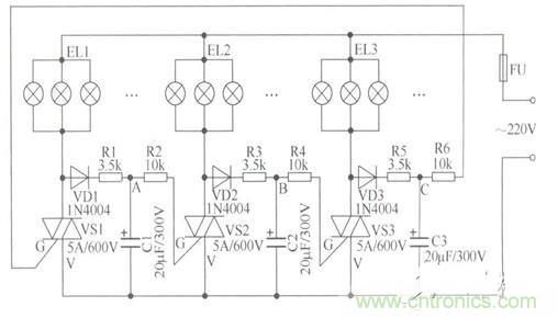 大功率&ldquo;流水式&rdquo;廣告彩燈控製電路