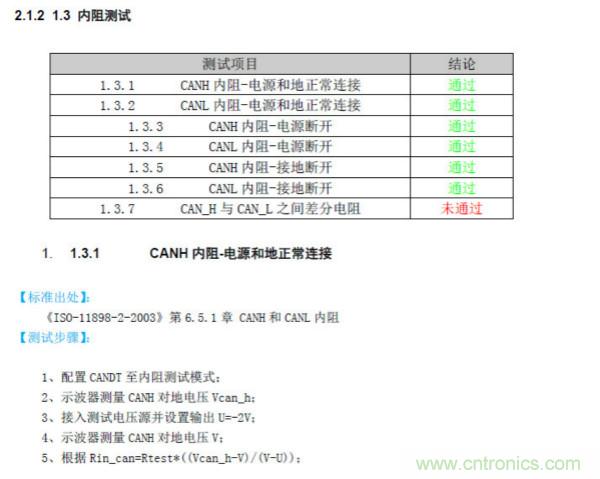 CAN一致性測試係統之終端電阻與內阻測試