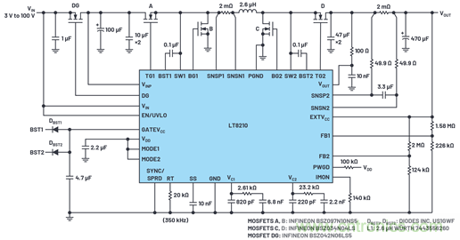 為汽車電子係統提供供電和保護，無開關噪聲，效率高達99.9%