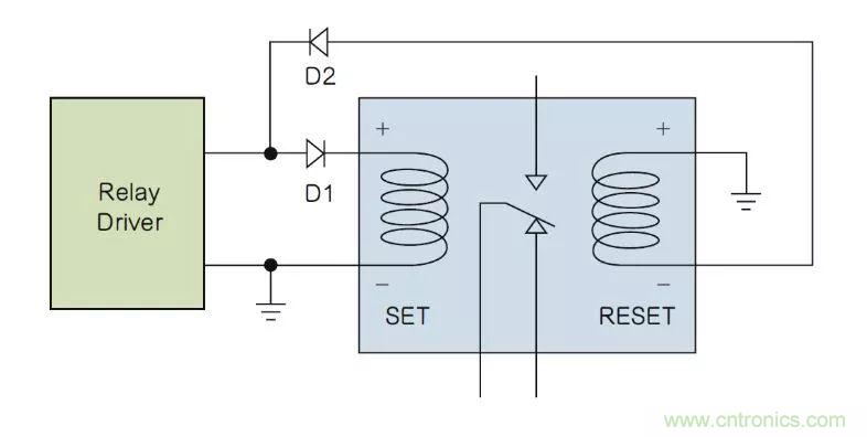 如何利用二極管電路實現雙線圈鎖存繼電器？