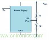 如何使用電源設計中的分壓器調節輸出電壓？