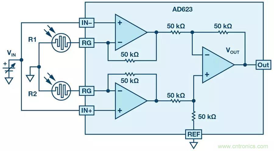你有沒有試過用儀表放大器測量兩個光源的相對強度？