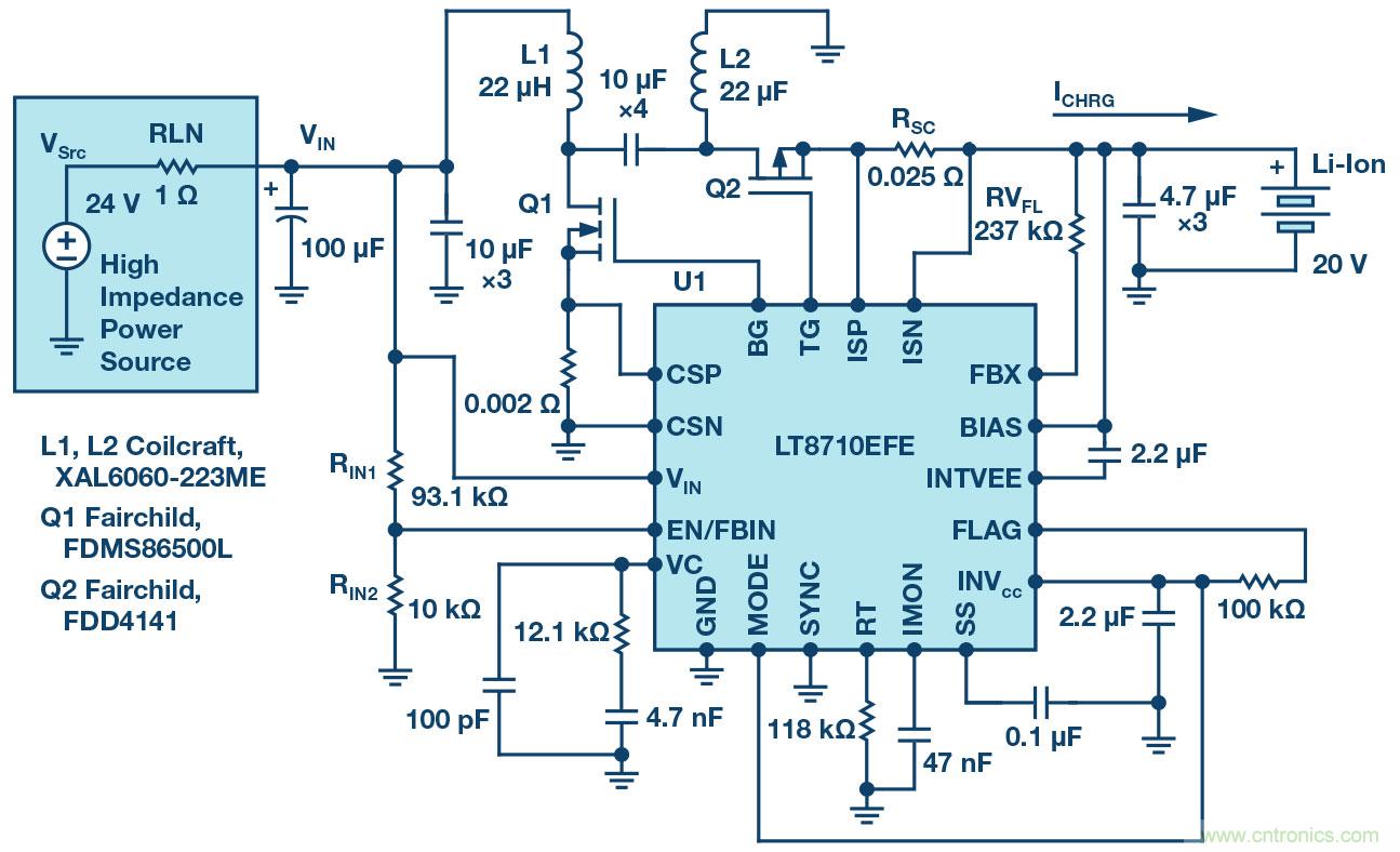 LT8710多功能 DC/DC控製器解決了高阻抗、超長工業電源線的電壓降問題