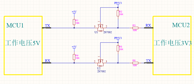 不同的電平信號的MCU如何進行串口通信？