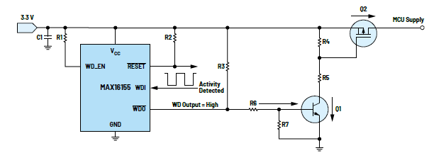 利用低電平有效輸出驅動高端MOSFET輸入開關以實現係統電源循環