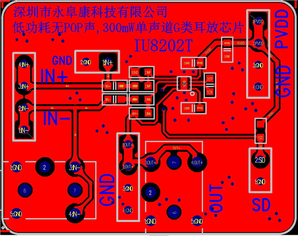IU8202 適用於OWS耳機的無POP聲超低功耗400mW單聲道G類耳放IC方案