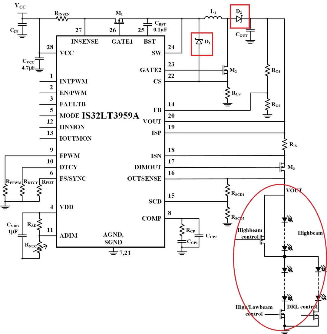 如何解決單芯片驅動HB/LB/DRL,LED負載切換電流過衝？