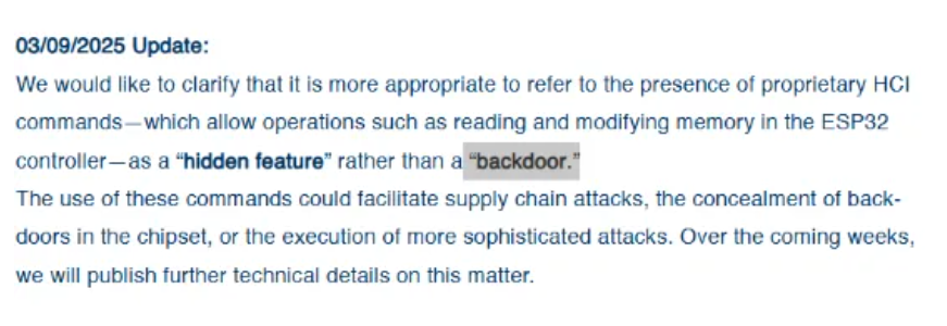 樂鑫ESP32係列芯片被曝存在“後門”？官方緊急回應